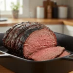 Close-up of a juicy Pikes Peak roast cooked to perfection in a home kitchen.
